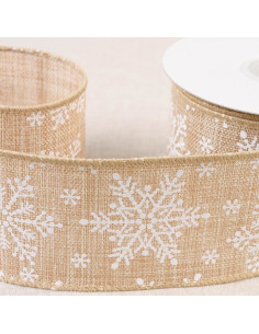 Ruban flocons - Beige