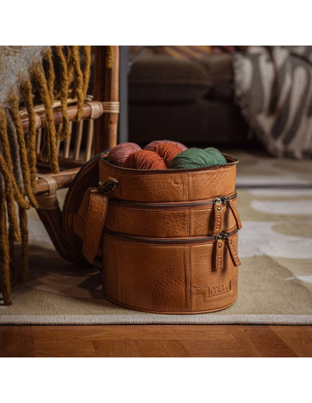 Sac de rangement en cuir pour le tricot Muud Bturn - Whisky