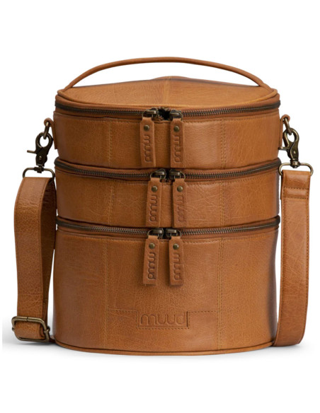 Sac de rangement en cuir pour le tricot Muud Bturn - Whisky