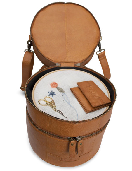 Sac de rangement en cuir pour le tricot Muud Bturn - Whisky