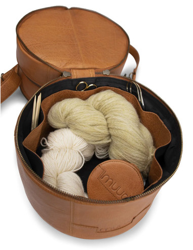 Sac de rangement en cuir pour le tricot Muud Bturn - Whisky