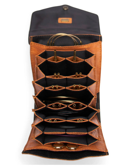 Etui de rangement en cuir pour aiguilles interchangeables Muud Betina - Whisky