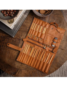 Etui de rangement en cuir pour crochet et aiguilles interchangeables Muud Billie - Whisky