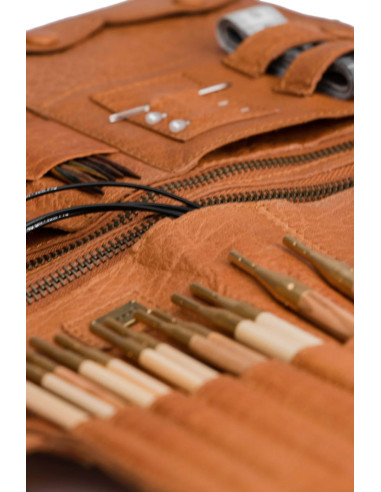 Etui de rangement en cuir pour crochet et aiguilles interchangeables Muud Billie - Whisky