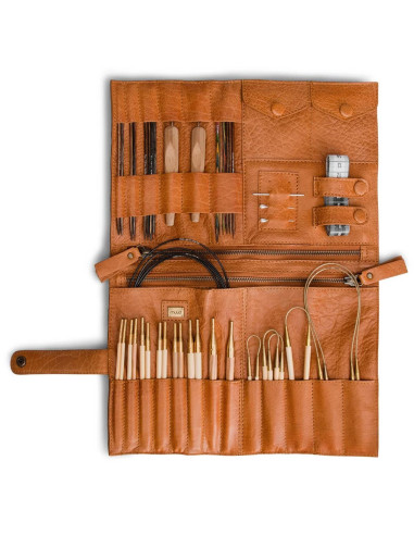 Etui de rangement en cuir pour crochet et aiguilles interchangeables Muud Billie - Whisky