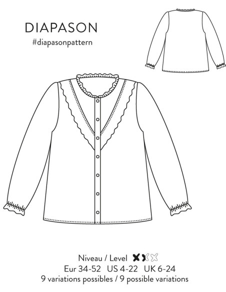 Patron de blouse Diapason - Atelier Scämmit
