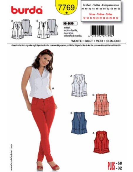 Patron de gilet - Burda 7769