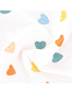 Tissu double gaze de coton - Coeurs