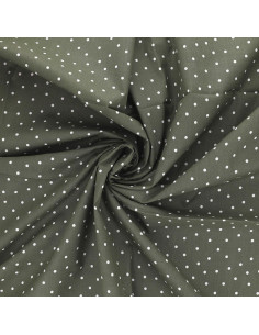 Tissu popeline de coton pois - Vert de gris