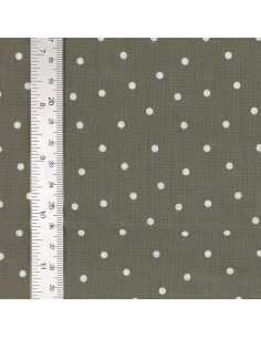 Tissu popeline de coton pois - Vert de gris 2