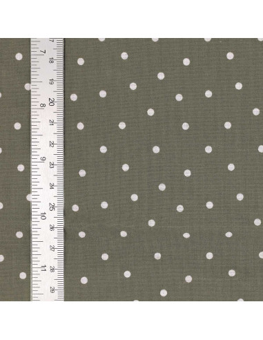 Tissu popeline de coton pois - Vert de gris