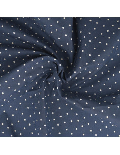 Tissu popeline de coton pois - Indigo