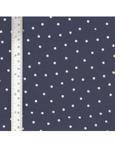 Tissu popeline de coton pois - Indigo 2