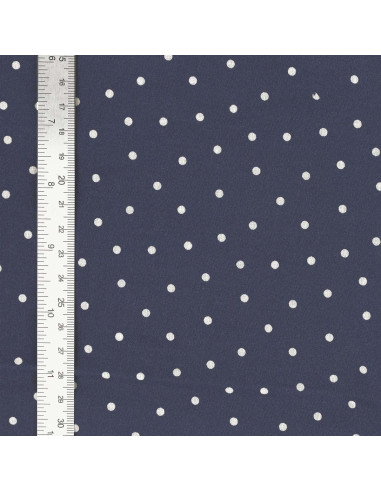 Tissu popeline de coton pois - Indigo