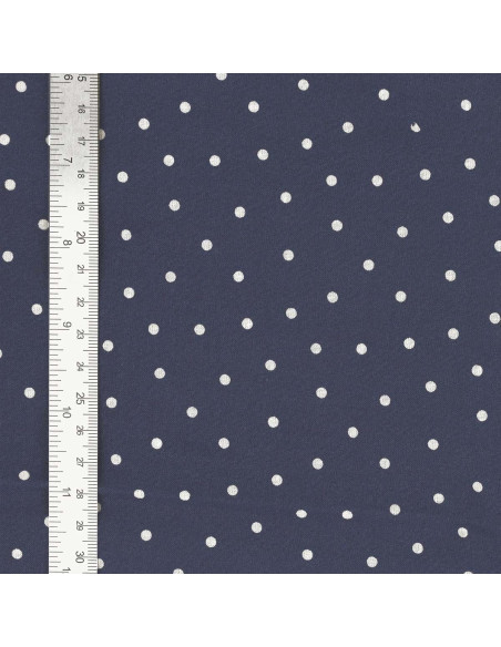 Tissu popeline de coton pois - Indigo