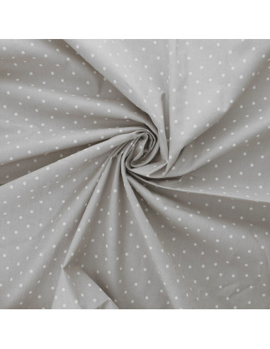 Tissu popeline de coton pois - Gris
