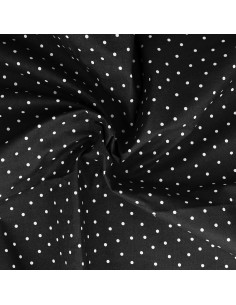Tissu popeline de coton pois - Noir