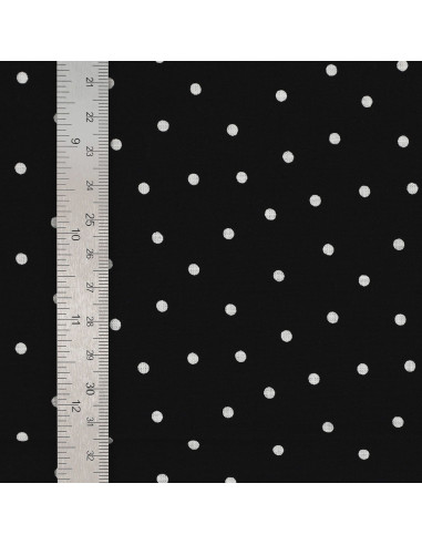 Tissu popeline de coton pois - Noir