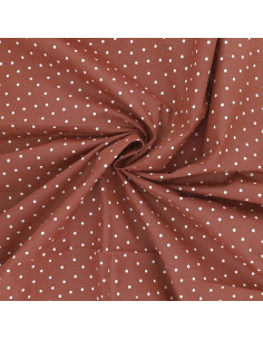 Tissu popeline de coton pois - Terracotta