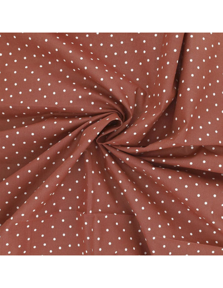 Tissu popeline de coton pois - Terracotta