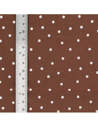 Tissu popeline de coton pois - Terracotta