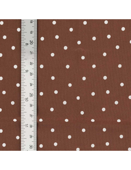 Tissu popeline de coton pois - Terracotta