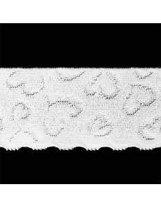 Elastique lingerie façon dentelle coeurs blanc 2