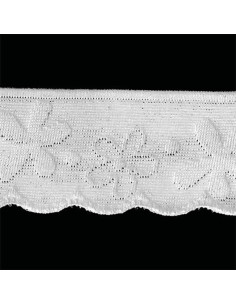 Elastique lingerie façon dentelle fleurs stylisées blanc 2