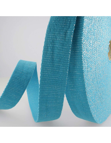 Sangle de sac lurex - Turquoise et argent