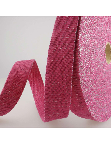 Sangle de sac lurex - Fuchsia et argent