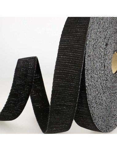 Sangle de sac lurex - Noir et argent