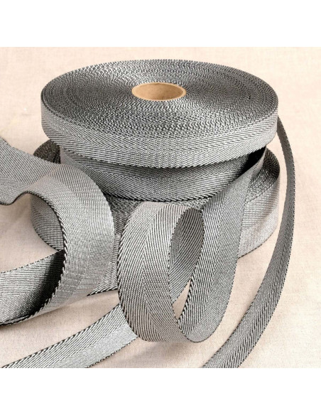 Sangle de sac métallique - Argent liseré noir