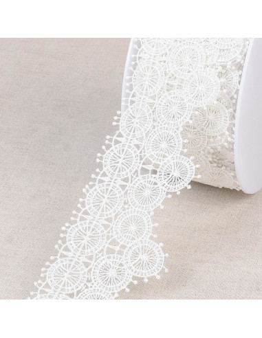 Guipure fine cercles - Blanc