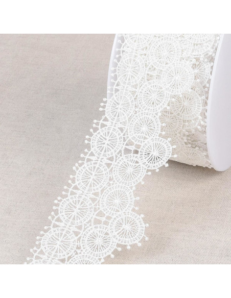 Guipure fine cercles - Blanc