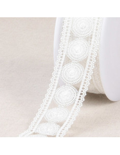 Guipure fine cercles et bordures - Blanc