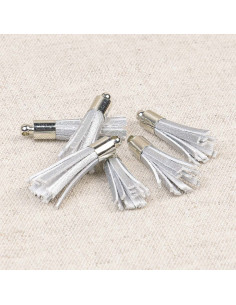 Set de 6 mini pompons - Argent