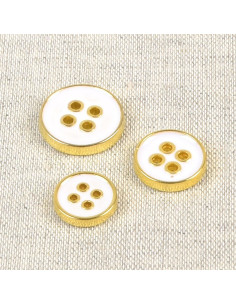 Bouton laqué 4 trous - Blanc