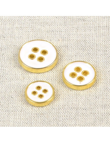 Bouton laqué 4 trous - Blanc