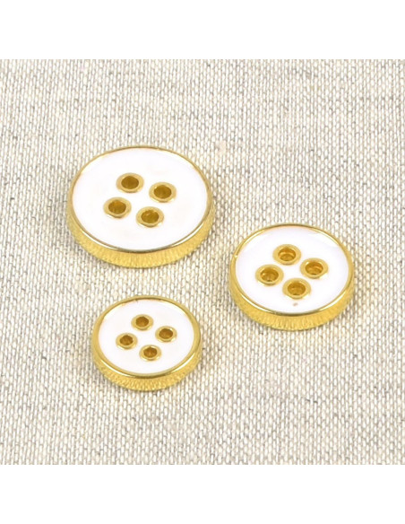 Bouton laqué 4 trous - Blanc