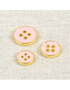 Bouton laqué 4 trous - Rose