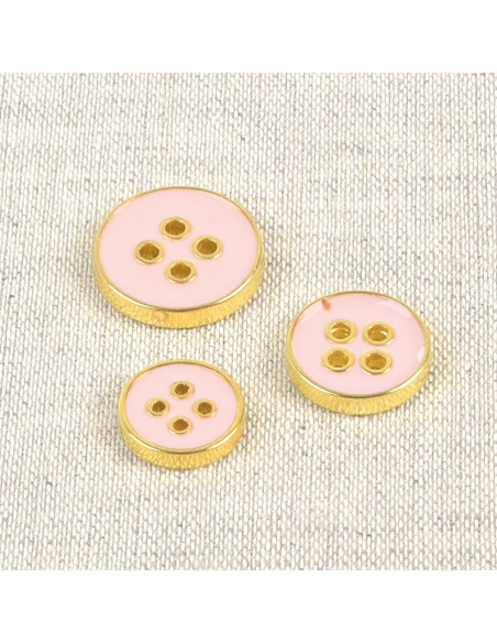Bouton laqué 4 trous - Rose