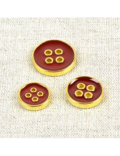 Bouton laqué 4 trous - Rouge