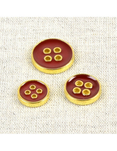 Bouton laqué 4 trous - Rouge
