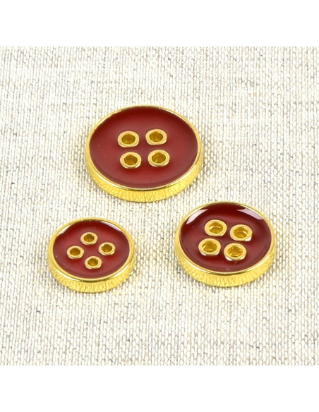 Bouton laqué 4 trous - Rouge