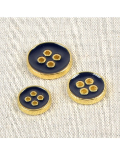 Bouton laqué 4 trous - Bleu marine