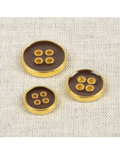 Bouton laqué 4 trous - Marron havane