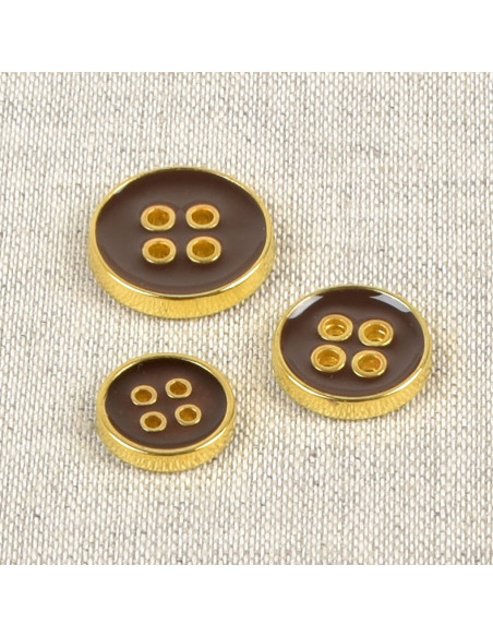 Bouton laqué 4 trous - Marron havane