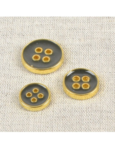 Bouton laqué 4 trous - Gris
