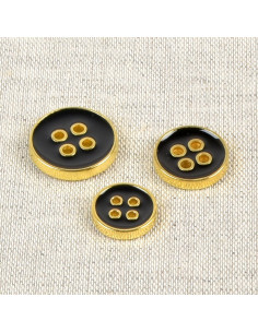 Bouton laqué 4 trous - Noir