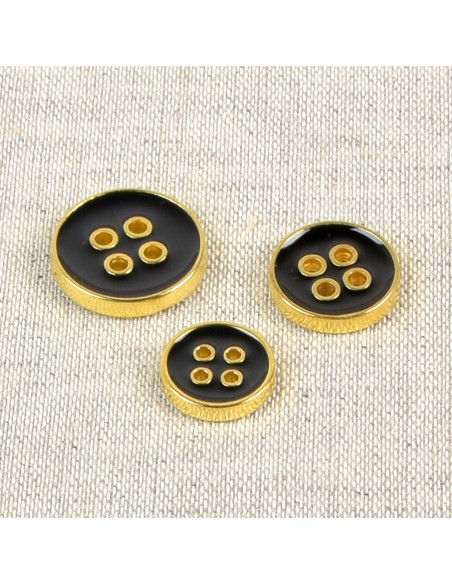 Bouton laqué 4 trous - Noir